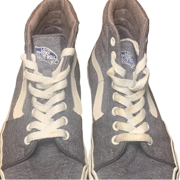 VANS Sk8-Hi Jersey Fabric Shoes Gray White Size Men 5.5 Women 7 - Picture 8 of 11